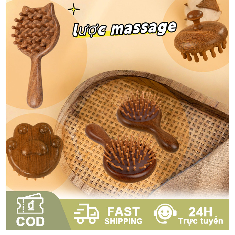 Lược đệm khí gỗ đàn hương đa năng: làm mượt tóc, massage da đầu, lưu thông máu, giảm stress, giúp ngủ ngon