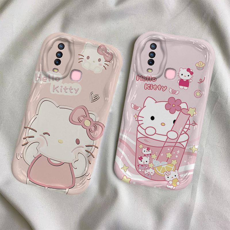Vỏ Cho VIVO Y17 Y12 Y15 Y12i Y11 2019 Vỏ Kem Hoạt Hình Cặp Đôi Mèo Mềm TPU 3D Sóng Silicon Vỏ Điện Thoại
