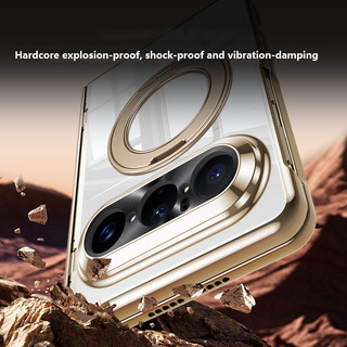 Ốp điện trong suốt mạ điện cho Huawei Pura X Max Purax Max 5G 360 ° Vỏ bảo vệ bản lề lò xo từ tính xoay với màng kính cường lực