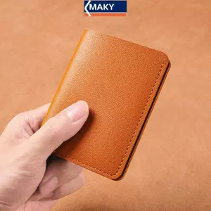 MAKY Màu Trơn Da PU Ví Nhỏ Dành Cho Nữ Ngắn Đơn Giản Ví Nữ Có Nút Siêu Mỏng Thẻ Tín Dụng Túi Đựng Tiền Xu VN