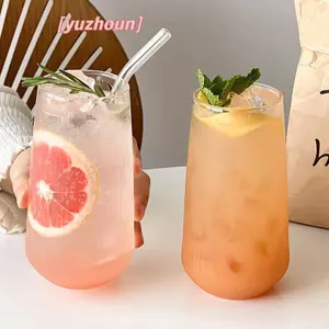 Ly nước thủy tinh có gân chịu nhiệt Ly nước sọc dọc Cốc trà để uống sữa Bia Nước ép Bộ quà tặng