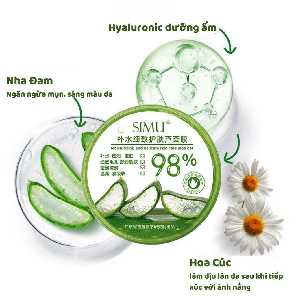 Gel Nha Đam dưỡng ẩm 98% SIMU MMEI'R 300ml , dưỡng da mặt, cấp ẩm sáng da mềm da dưỡng ẩm -FE120