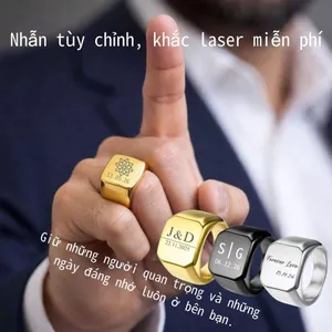 Nhẫn khắc cá nhân hóa với văn bản hoặc logo - Quà tặng tưởng niệm cho nam và nữ