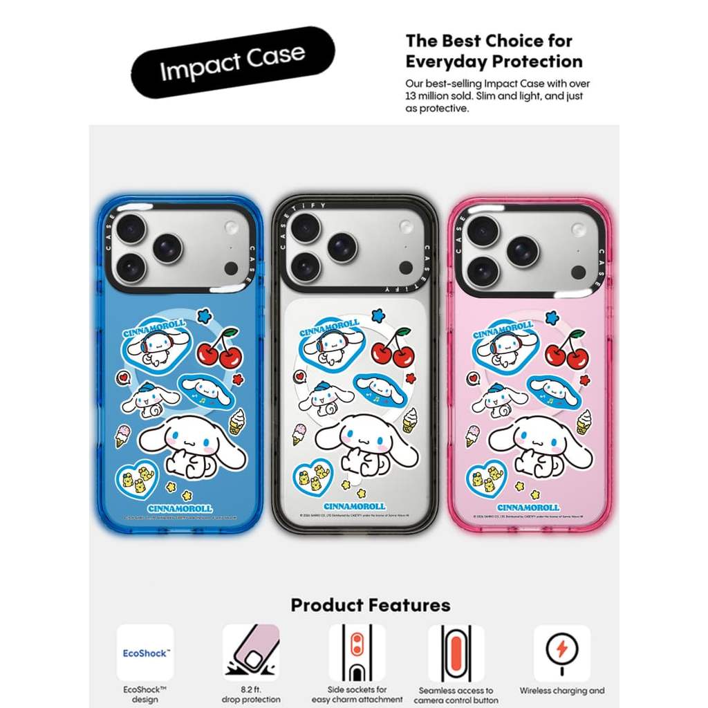 CASECASE X Cinnamoroll Sticker Case Đen / Xanh da trời / Hồng Bộ sưu tập kẹo Fizz Màu sắc trong suốt cứng từ tính Vỏ tác động cho Apple IPhone 13 14 15 16 17Pro Max Plus Có hộp