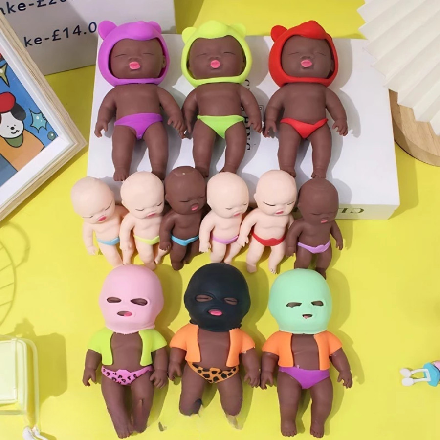 Búp Bê Bóp Giảm Stress Hình Em Bé Dẻo Mềm, Búp Bê Xấu Xí Squishy Co Giãn, Giải Trí Thư Giãn