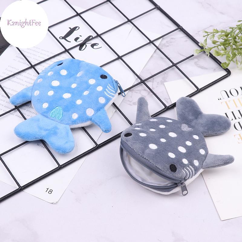 K2nightFee Hoạt Hình Dễ Thương Sang Trọng Cá Mập Tiền Xu Sang Trọng Ví Động Vật Dành Cho Nữ Trẻ Em Dây Kéo Túi Đựng Tiền Xu VN