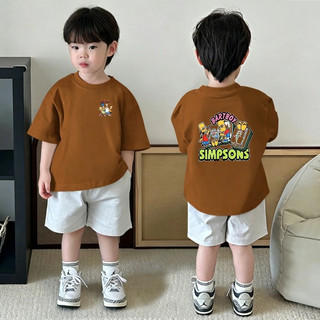 (Từ 1-12 tuổi) Áo thun ngắn tay cho bé trai, in hình hoạt hình Lucky Pusen một mặt, thoáng khí và thân thiện với da.