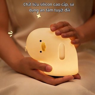 USB Sạc Silicone Vịt Pig Đèn Ngủ Điều Khiển Cảm Ứng 3 Độ Sáng Tự Động Tắt 30 Phút Mầm Non