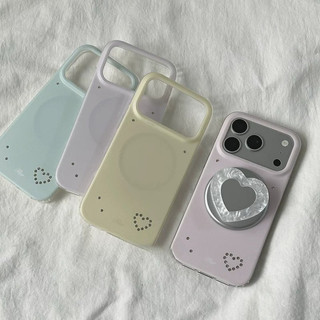 Ốp Điện Thoại Từ Tính Cho iPhone 17ProMax 17Pro 17 16ProMax 16Pro 16 15ProMax 15Pro Vỏ iPhone Apple Vỏ Điện Thoại Chống Rơi Kem Đơn Giản Chấm Kim Cương Trái Tim