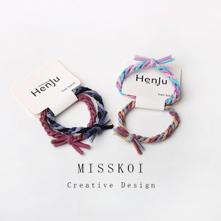 MISMEMO Gói Thẻ Dây Xoắn Bím Tóc Nhiều Màu Sắc, Phong Cách Hàn Quốc