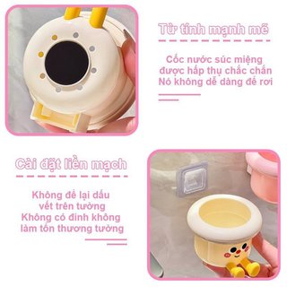 Giá đỡ bàn chải đánh răng treo tường ABS Cốc tổ chức phòng tắm Hoạt hình dễ thương Giá thoát nước phong cách Hàn Quốc