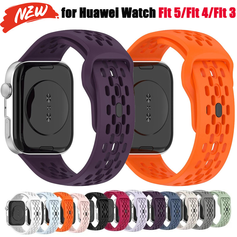 Dây đeo silicon thay thế cho Huawei Watch Fit 5/4/3/5 Pro/4 Pro, phụ kiện thể thao thoáng khí