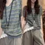 Cardigan nữ phong cách Nhật Bản màu vàng hoa, dệt kim mỏng với cổ tròn tay ngắn, phù hợp mặc hàng ngày và mùa hè.