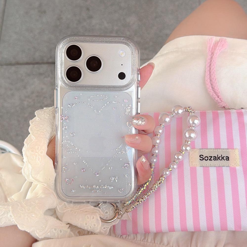 Ốp lưng cứng trong suốt Tương thích với iPhone 13 14 14Pro 14ProMax 15 15Pro 15ProMax 16 16Pro 16ProMax 17 17Pro 17ProMax Vỏ hoa văn cánh tình yêu
