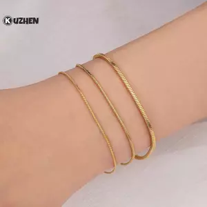 KUZHEN Đơn Giản Nam Thép Không Gỉ Vuông Xương Rắn Dây Xích Vòng Tay Hip-Hop Trang Sức Hợp Thời Trang Dự Tiệc Phụ Kiện Vòng Tay Cho Nữ HOT