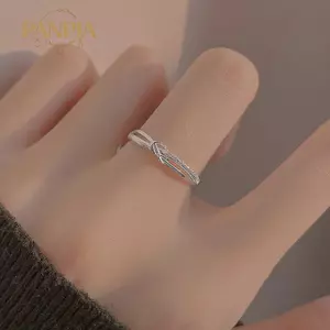 PNPIA- Đơn Giản Độc Đáo Hình Học Hình Học Nhẫn Shining Star Knot Hai Lớp Ngón Tay Nhẫn Dành Cho Nữ Bé Gái Trang Sức Thời Trang Dự Tiệc Quà Tặng