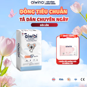 Tã/Bỉm Dán Aiwibi Tiêu Chuẩn Cho Bé Thoáng Khí, Thấm Hút Nhanh - Gói Lớn S/M/L/XL