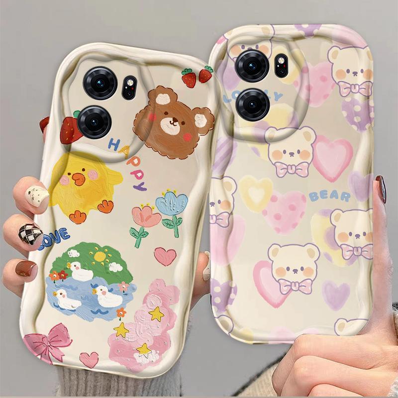 Thích Hợp Cho OPPO A5X A6 Pro A6X 4G 5G 3D Thẩm Mỹ Mềm TPU Gấu Tình Yêu Hoa Chống Sốc Trường Hợp Điện Thoại