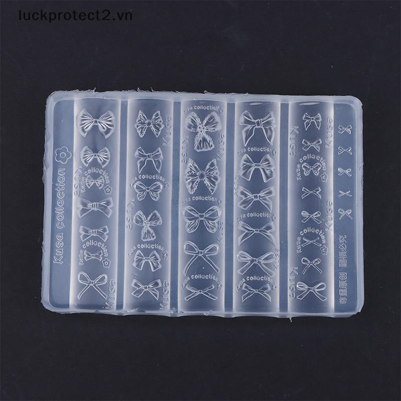 # luckpro # 3D Nơ Khuôn Làm Móng Tay Silicon Kích Thước Hỗn Hợp Nơ Tấm Dập Mềm Kawaii Ballet Nơ DIY Dụng Cụ Khuôn Làm Móng Tay Nghệ Thuật.