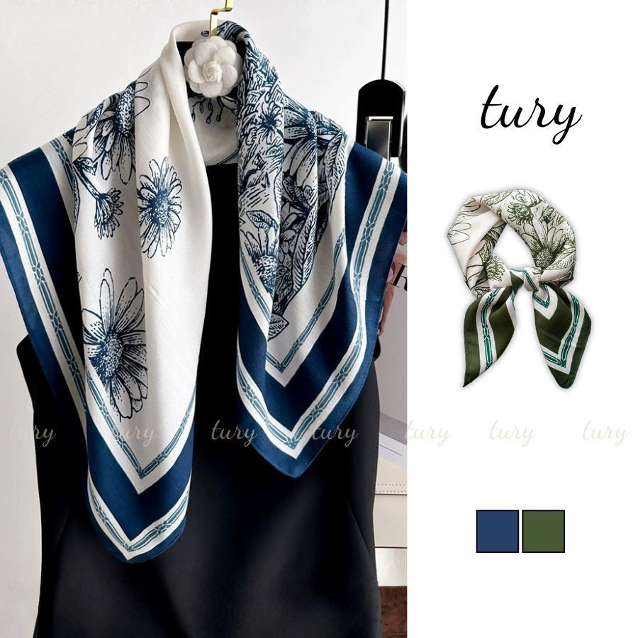Khăn Lụa Unisex Nam Nữ 70 - Tury - Khăn Lụa Chiffon Họa Tiết Hoa - KL078
