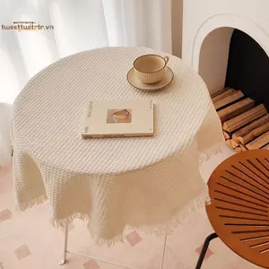 TRTR Pháp Ins Phong Cách Nhật Bản Mục Vụ Trắng Khăn Trải Bàn Cà Phê Vải Đầu Giường Bàn Retro sel Bàn Tròn Khăn Trải Bàn VN