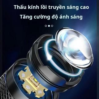 Đèn pin ánh sáng mạnh có thể sạc lại nhỏ siêu sáng tầm xa ngoài trời di động mini đèn xenon đèn laser trắng pháonhỏthép