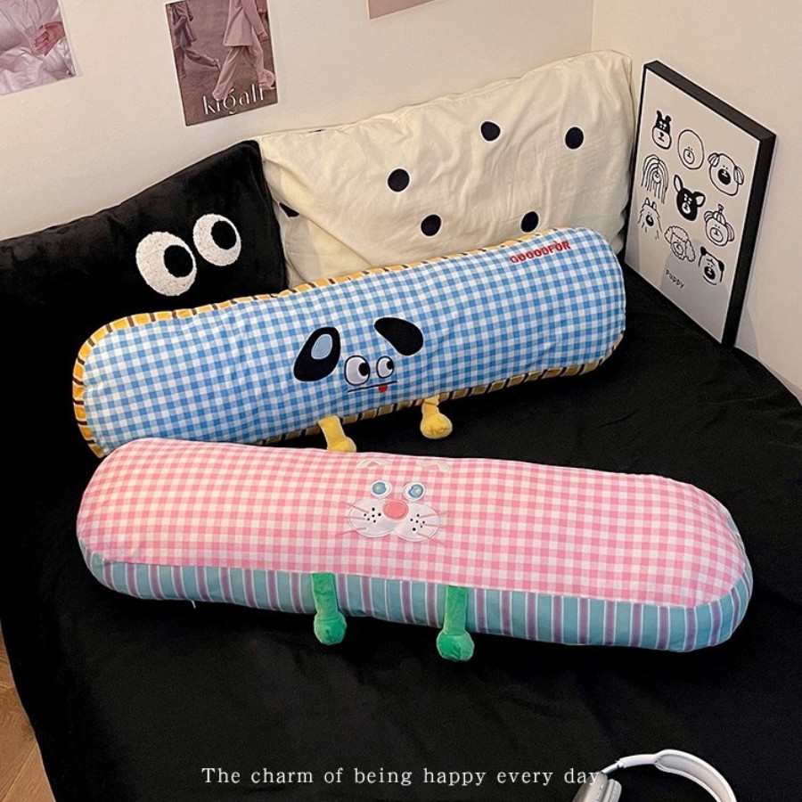 Gối Ôm Dài Hình Thú Kẻ Caro HomeMate, Gối Ôm Ngủ Mềm Mịn Cho Bé Người Lớn Decor Phòng Ngủ