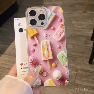 Ốp điện thoại chống sốc trong suốt sáng tạo kem hồng mùa hè Thích hợp cho iPhone 17promax / 14promax / 16 / 13 / 15pro / 12pro / 11 / xs / 14plus Vỏ chống sốc