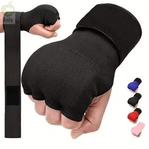 Găng tay đấm bốc ROLY Muay Thái, Găng tay đấm bốc Gel nửa ngón tay dày thoáng khí MMA, Dây đeo cổ tay dài quấn tay Găng tay bên trong