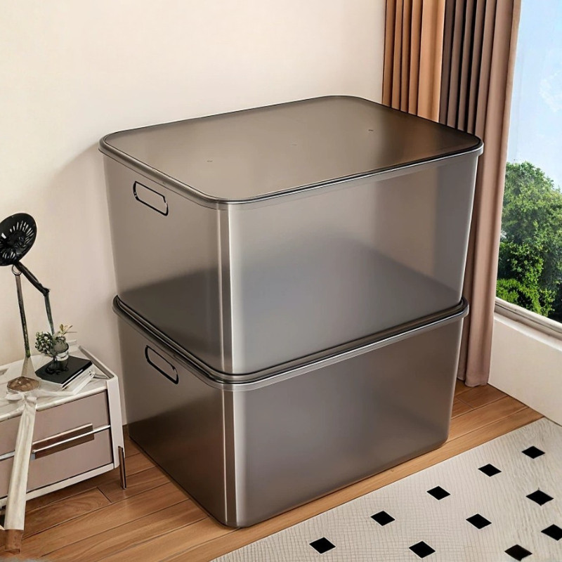Thùng Nhựa Xám Trong Suốt HomeMate Có Nắp Đậy 25L/30L – Hộp Nhựa Đựng Đồ Đa Năng Tiết Kiệm Diện Tích