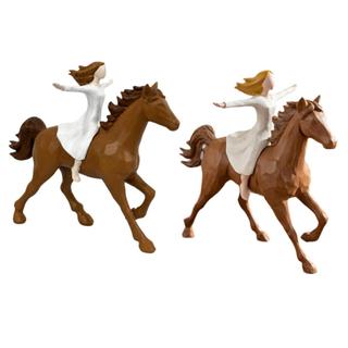 LOVIVER Ngựa Tượng Cô Gái Rider Vẽ Tay Ngựa Tượng Nghệ Thuật Nhựa Tượng Cho Người Yêu Thích Quà Tặng Sinh Nhật