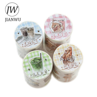 JIANWU Cà Phê Dòng Vintage Nhân Vật Bánh Mì Cà Phê Phong Cảnh Chất Liệu Cắt Băng Washi Sáng Tạo Tạp Chí Văn Phòng Phẩm
