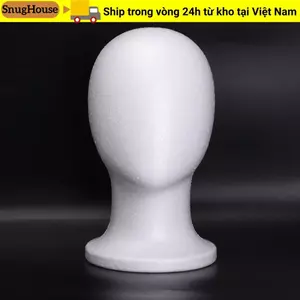 Đầu Mannequin xốp SNUGHOUSE, Đế trưng bày tóc giả nhẹ màu trắng, Mẫu đầu xốp ổn định