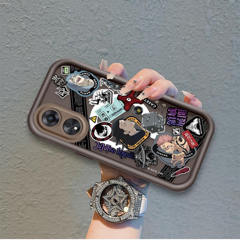 Ốp Lưng Cho OPPO A17 A17K A18 A38 A58 A60 4G Phim Hoạt Hình Silicon Mềm Đáng Yêu Ốp lưng TPU Jujutsu Kaisen Anime Mắt Thiên Thần Chống Sốc Ốp Lưng
