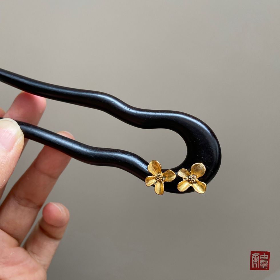 WHX-Hairpin {Yinghua Yellow} Kẹp tóc ngắn hình chữ U màu nâu chính hãng Mũ đội đầu hàng ngày Kẹp tóc phù hợp với Kẹp tóc Trung Quốc mới