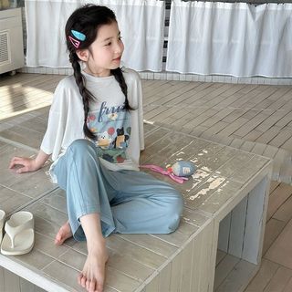 Bộ đồ mặc nhà cho bé – Áo tay lỡ + quần dài cotton, in hình dễ thương, thoáng mát mùa hè