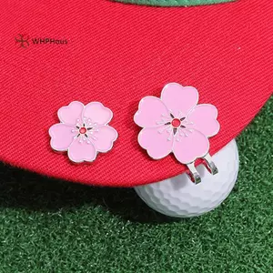 Mũ kẹp từ tính đánh dấu bóng golf với hoa văn hoa anh đào, dành cho người yêu thích golf