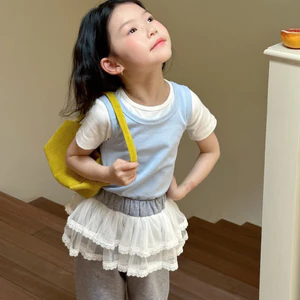 Quần áo trẻ em mùa hè 2026 Áo Vest thời trang bé gái + Áo thun Bộ 2 món