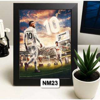 Tranh Poster Để Bàn Cầu Thủ Bóng Đá Neymar tráng gương đóng khung