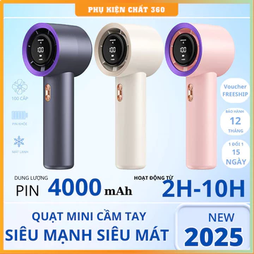 Quạt cầm tay Quạt mini cầm tay di động 4000 mAh có thể sạc gió mạnh 100 tốc độ turbo phản lực. Quạt cầm tay N68