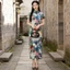 Đầm sườn xám plus size dáng dài, style retro mỏng nhẹ, trendy Trung Quốc