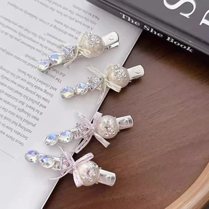 Kẹp tóc và mũ đội đầu phong cách Hàn Quốc với kim cương giả và ngọc trai