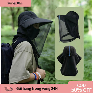 【COD】Mũ chống muỗi ngoài trời màu đen chống nước, 360 độ bảo vệ toàn diện, thích hợp cho khu vực nhiều muỗi và côn trùng