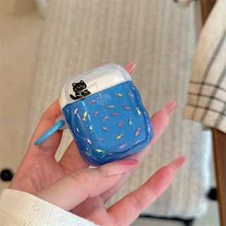 Mèo con fishes.for Airpods4 Airpod 1 / 2 3 Pro Pro2 pro3 Vỏ tai nghe Bluetooth không dây Vỏ bảo vệ tai nghe AirPods Pro i3 i4 pro3