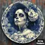 CIFbuy Skull Xanh Trắng Sứ Tín Hiệu Treo Tường Nghệ Thuật Trang Trí 8x8 Inch