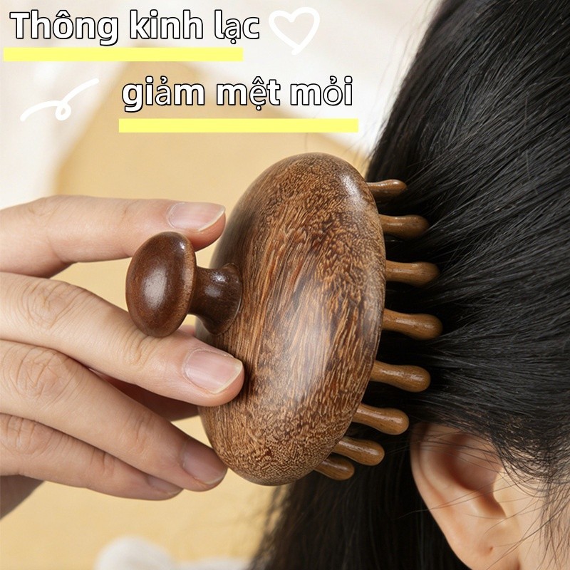 Lược Gỗ Đàn Hương Massage Đầu - Gỡ Rối, Chống Rụng Tóc, Giảm Đứt Gãy, Đệm Khí Đa Năng, Giúp Tóc Khỏe & Ngủ Ngon