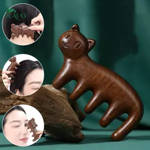 Springevenstar 1 Chiếc Boutique Tay Khắc Gỗ Đàn Hương Thủ Công Lược Cho Tóc Hổ / Mèo Massage Lược Chải Tóc Dụng Cụ Tạo Kiểu Quà Tặng Cho Khỏe Mạnh Springevenstar