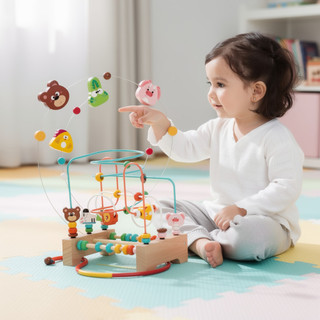 Đồ chơi viền hạt bằng gỗ Động vật Trái cây Montessori Giáo dục Ban bận rộn Tập đi Động cơ mịn