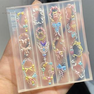 [hatheaven] 3D Silicone Monstera Lá Móng Tay Khắc Khuôn Acrylic Chim Ruy Băng Dập Tấm Móng Tay Stencils UV Gel Ba Lan Thiết Kế DIY Mẫu Móng Tay Quyến Rũ Đẹp