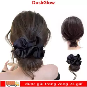 DUSKGLOW - Kẹp Tóc Bun Lông Tơ Tổng Hợp, Có Dây Buộc Đen Cho Tóc Giả, Phù Hợp Với Nữ Giới